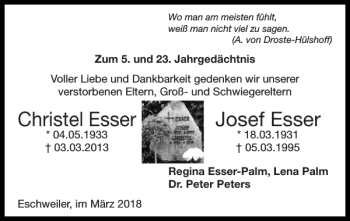 Traueranzeige von Christel Esser Josef Esser von Super Sonntag / Super Mittwoch