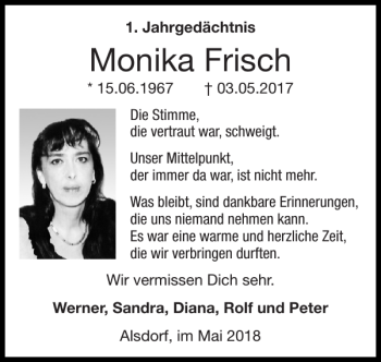 Traueranzeigen von Monika Frisch Aachen gedenkt