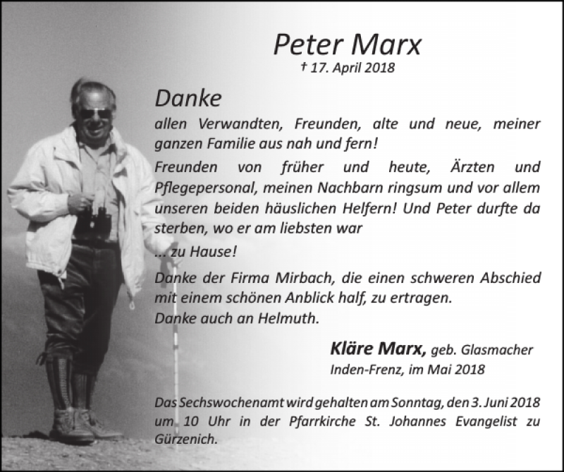 Traueranzeigen von Peter Marx Aachen gedenkt