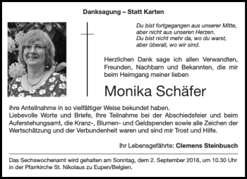 Traueranzeigen von Monika Schäfer Aachen gedenkt