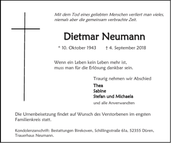 Traueranzeige von Dietmar Dietmar Neumann Neumann von Super Sonntag / Super Mittwoch