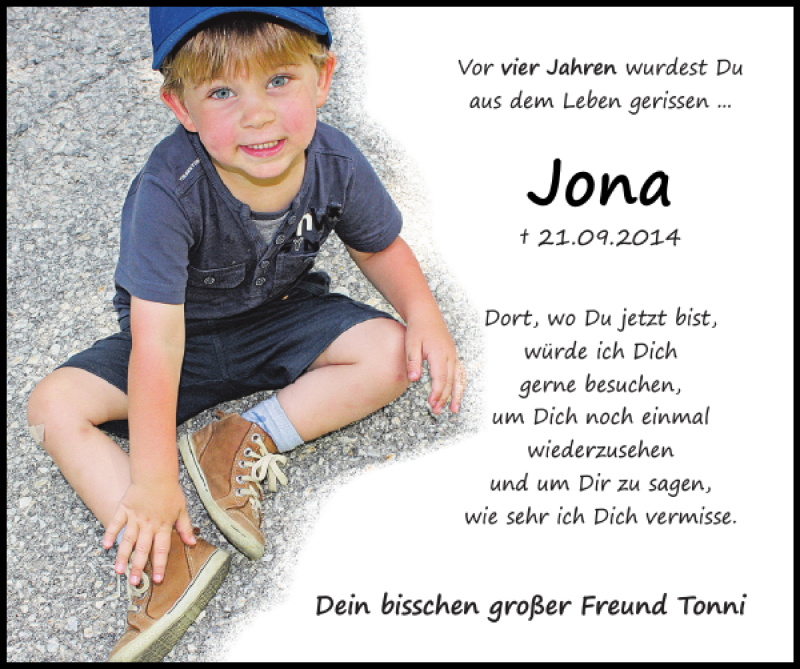  Traueranzeige für Jona  vom 23.09.2018 aus Super Sonntag / Super Mittwoch