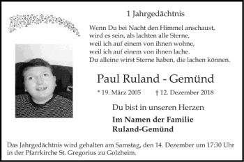 Traueranzeige von Paul Ruland-Gemünd von Super Sonntag / Super Mittwoch