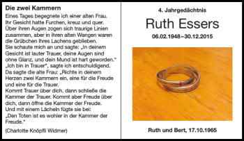 Traueranzeige von Ruth Essers von Aachener Zeitung / Aachener Nachrichten