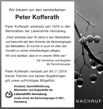 Traueranzeige von und Angestellte der Seniorengruppe Heinsberg von Super Sonntag / Super Mittwoch