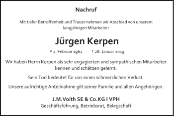 Traueranzeige von Jürgen Kerpen von Super Sonntag / Super Mittwoch