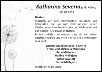 Traueranzeige von Katharina Severin von Super Sonntag / Super Mittwoch