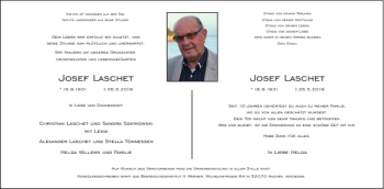 Traueranzeige von Josef Laschet Josef Laschet von Aachener Zeitung / Aachener Nachrichten