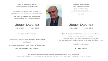 Traueranzeige von Josef Laschet Josef Laschet von Super Sonntag / Super Mittwoch