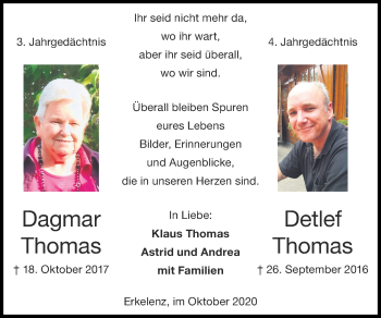 Traueranzeige von Detlef Thomas von Zeitung am Sonntag