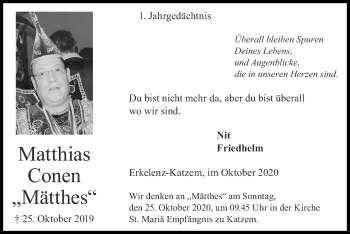 Traueranzeige von Matthias Conen von Zeitung am Sonntag