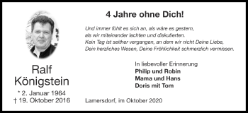 Traueranzeige von Ralf Königstein von Zeitung am Sonntag