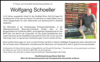 Traueranzeige von Wolfgang Schoeller von Zeitung am Sonntag