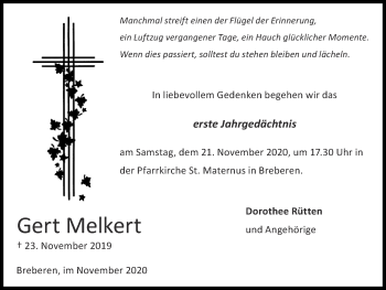 Traueranzeige von Gert Melkert von Zeitung am Sonntag