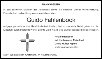 Traueranzeige von Guido Fahlenbock von Zeitung am Sonntag
