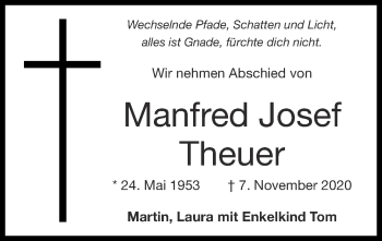 Traueranzeige von Manfred Theuer von Zeitung am Sonntag