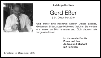 Traueranzeige von Gerd Eßer von Zeitung am Sonntag