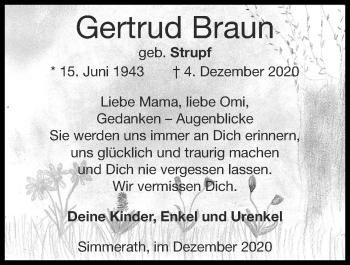Traueranzeige von Gertrud Braun von Zeitung am Sonntag