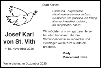 Traueranzeige von Josef Karl von St. Vith von Zeitung am Sonntag