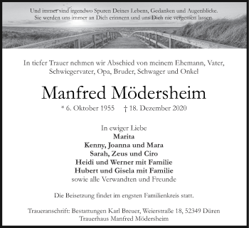 Traueranzeige von Manfred Mödersheim von Zeitung am Sonntag