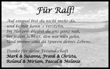 Traueranzeige von Ralf  von Zeitung am Sonntag