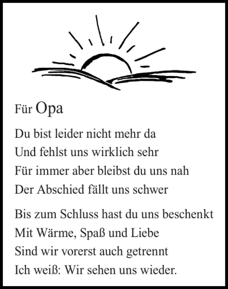 Traueranzeigen von Opa Aachen gedenkt
