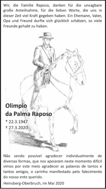 Traueranzeige von Olimpio da Palma Raposo von Super Sonntag / Super Mittwoch