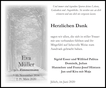 Traueranzeige von Eva Müller von Zeitung am Sonntag