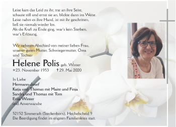 Traueranzeige von Helene Polis von Aachener Zeitung / Aachener Nachrichten