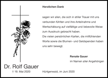 Traueranzeige von Rolf Gauer von Aachener Zeitung / Aachener Nachrichten