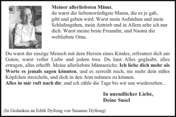 Traueranzeige von allerliesten Mä undeszerre undzähle TDnunendlicheriee Susel  von Super Sonntag / Super Mittwoch