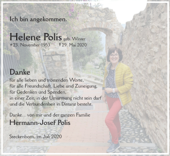Traueranzeige von Helene Polis von Zeitung am Sonntag
