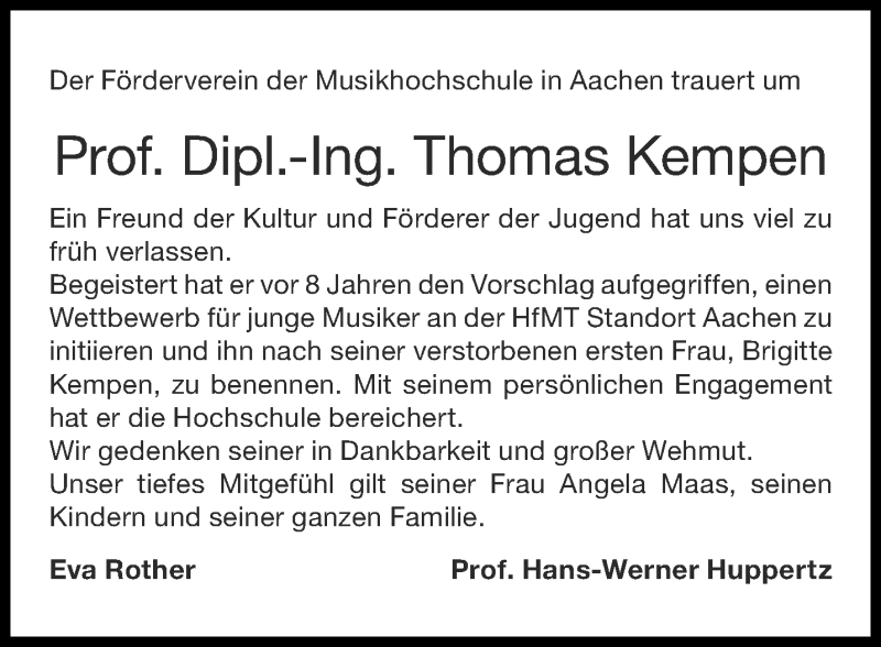  Traueranzeige für Thomas Kempen vom 14.07.2020 aus Aachener Zeitung / Aachener Nachrichten