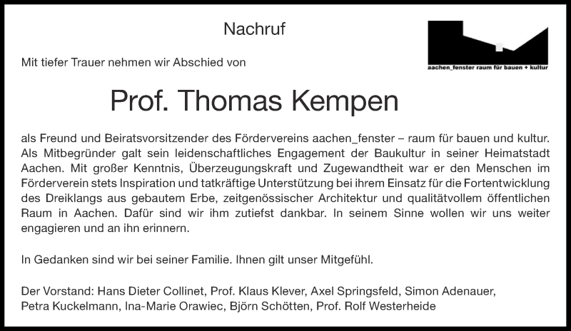  Traueranzeige für Thomas Kempen vom 18.07.2020 aus Aachener Zeitung / Aachener Nachrichten