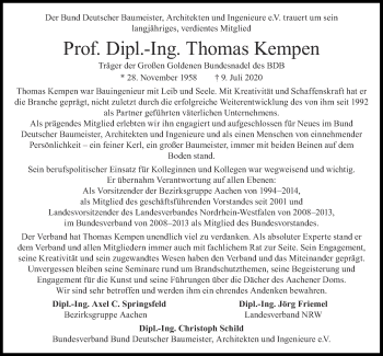 Traueranzeige von Thomas Kempen von Aachener Zeitung / Aachener Nachrichten
