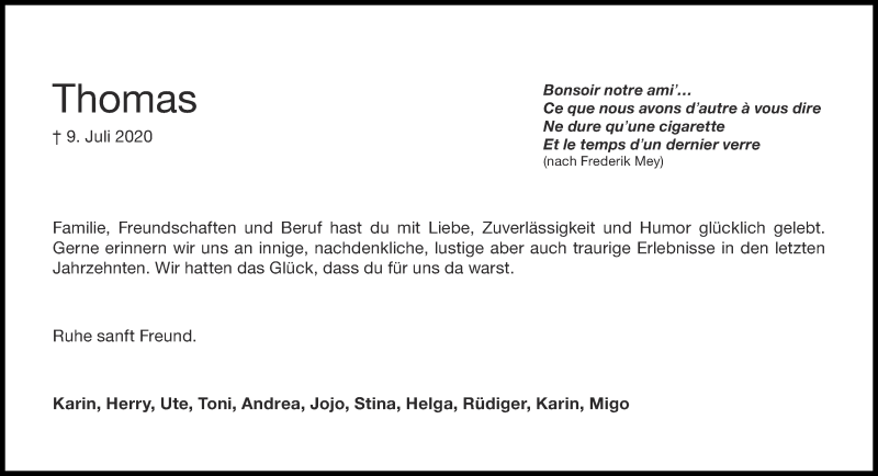  Traueranzeige für Thomas Kempen vom 11.07.2020 aus Aachener Zeitung / Aachener Nachrichten