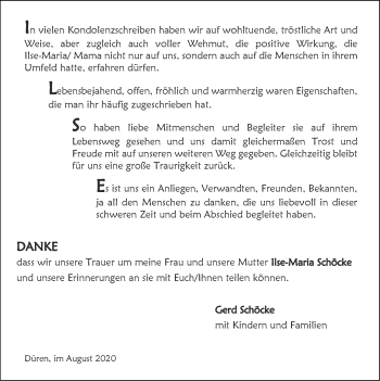 Traueranzeige von Ilse-Maria Schöcke von Zeitung am Sonntag
