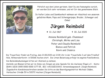Traueranzeige von Jürgen Reimbold von Zeitung am Sonntag