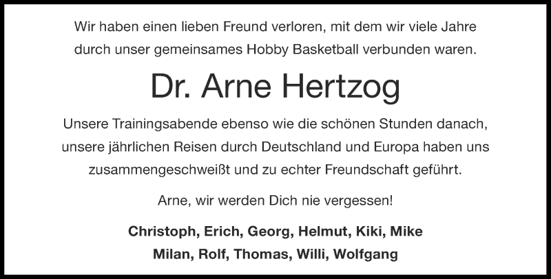 Traueranzeige für Arne Hertzog vom 12.09.2020 aus Aachener Zeitung / Aachener Nachrichten
