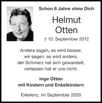 Traueranzeige von Helmut Otten von Zeitung am Sonntag