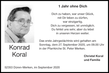 Traueranzeige von Konrad Koral von Zeitung am Sonntag