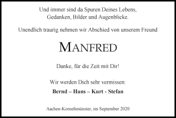 Traueranzeige von Manfred  von Zeitung am Sonntag