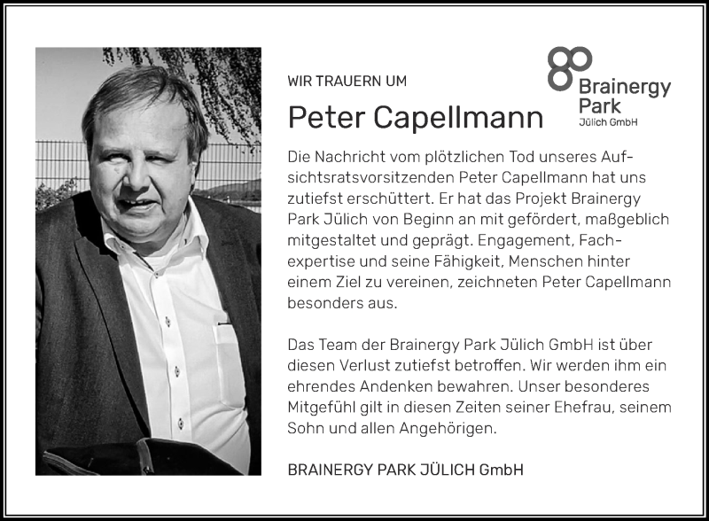  Traueranzeige für Peter Capellmann vom 06.09.2020 aus Zeitung am Sonntag