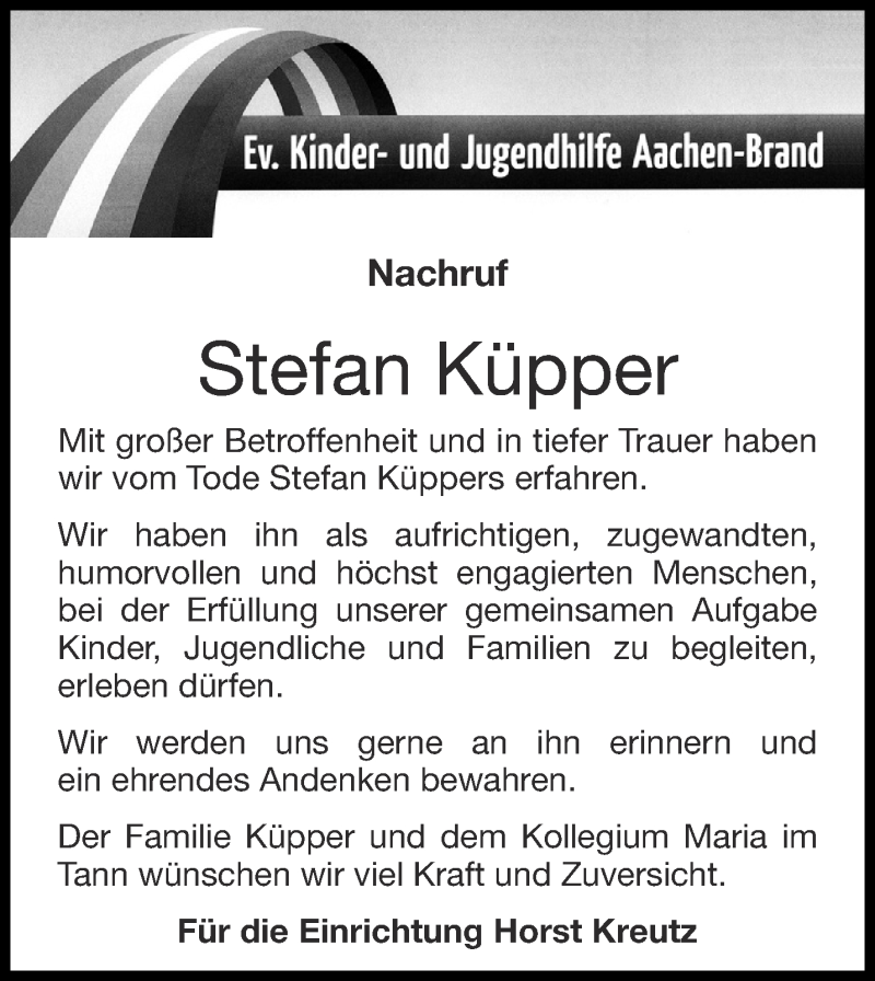 Traueranzeige für Stefan Küpper vom 26.09.2020 aus Aachener Zeitung / Aachener Nachrichten