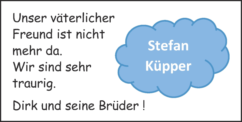  Traueranzeige für Stefan Küpper vom 27.09.2020 aus Zeitung am Sonntag