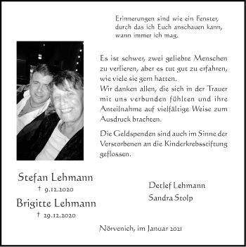 Traueranzeige von Brigitte Lehmann von Zeitung am Sonntag