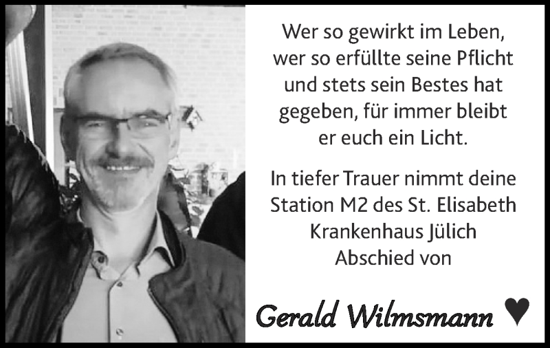  Traueranzeige für Gerald Wilmsmann vom 03.01.2021 aus Zeitung am Sonntag