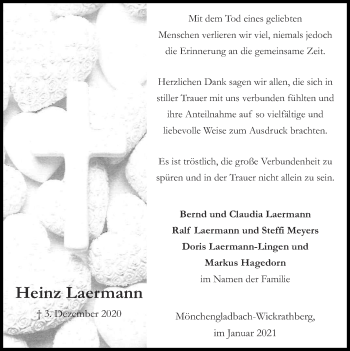 Traueranzeige von Heinz Laermann von Zeitung am Sonntag