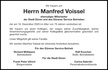 Traueranzeige von Manfred Voissel von Aachener Zeitung / Aachener Nachrichten
