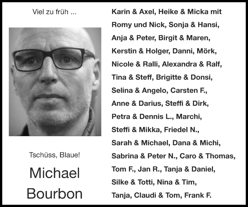  Traueranzeige für Michael Bourbon vom 10.01.2021 aus Zeitung am Sonntag